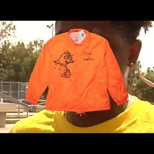 Dead stock illegal civ + Doritos coaches jacket orange large